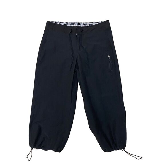 Danskin Now Black Women’s Drawstring Athletic Capri Pants Mid Rise Pockets 8 - Picture 1 of 11